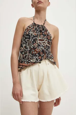 ANSWEAR Džínové šortky dámské, barva, hladké, high waist