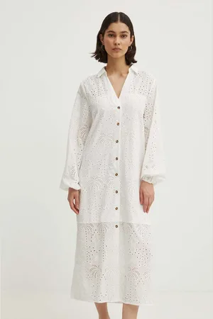 Never Fully Dressed Bavlněné šaty Jenna Shirt dress barva, midi, NFDDR1349