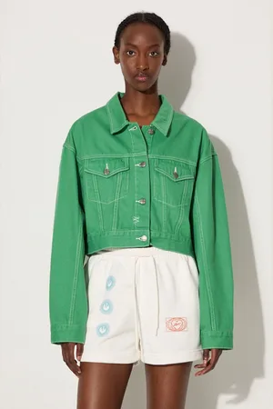 KSUBI Džínová bunda Cropped dámská, barva, přechodná, oversize, WPS23JK004-green