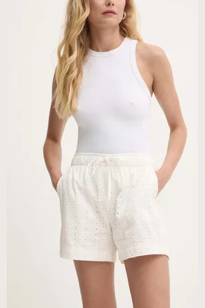 ANSWEAR Bavlněné šortky barva, hladké, high waist