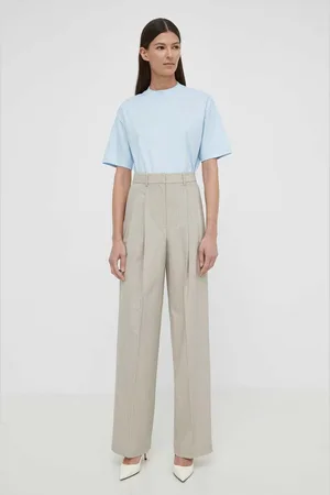 THEORY Vlněné kalhoty barva, jednoduché, high waist
