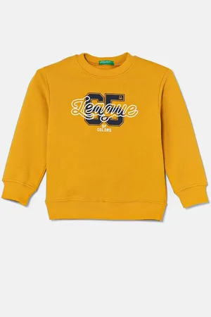 Benetton Dětská bavlněná mikina barva, s potiskem, 3FWYG10FN