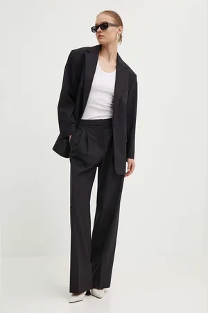 HUGO BOSS Kalhoty s příměsí vlny barva, jednoduché, high waist, 50517955