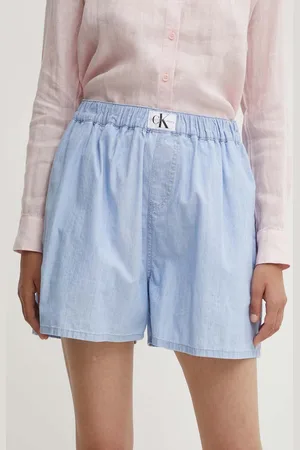 Calvin Klein Bavlněné šortky hladké, high waist, J20J224344