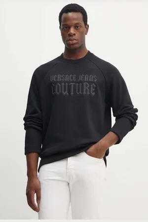 VERSACE Bavlněná mikina pánská, barva, s aplikací, 77GAIL01 CF02L