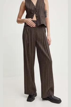 DAY Birger et Mikkelsen Lněné kalhoty Enzo - Casual Linen Stripe barva, široké, high waist, DAY65243238