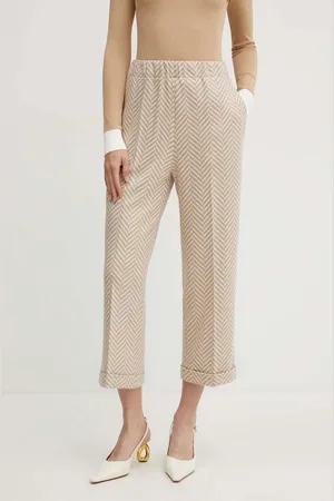 LIVIANA CONTI Kašmírové kalhoty barva, jednoduché, high waist, F4WL41