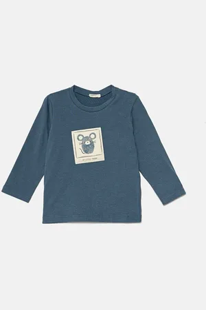 Benetton Dětské bavlněné tričko s dlouhým rukávem s aplikací, 3ATNA1056