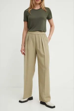 Samsøe Samsøe Kalhoty s příměsí lnu SAJULIA barva, high waist, F24200098