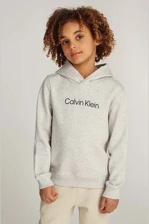 Calvin Klein Dětská bavlněná mikina barva, s kapucí, s potiskem, IU0IU00679
