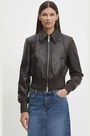 REMAIN Kožená bunda Short Bomber Jacket dámská, barva, přechodná, 501933493