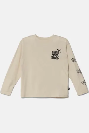 PUMA Dětské bavlněné tričko s dlouhým rukávem ESS+ MID 90s LS Tee barva, s potiskem, 681876