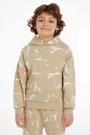 Calvin Klein Dětská mikina barva, s kapucí, vzorovaná, IB0IB02136