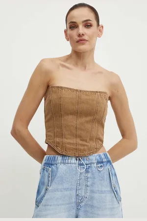Miss Sixty Džínový top 6L2XJ1840000 XJ1840 DENIM STRAPLESS barva, cold shoulder, 6L2XJ1840000