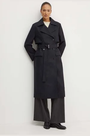HUGO BOSS Vlněný kabát barva, přechodný, dvouřadový, 50518503