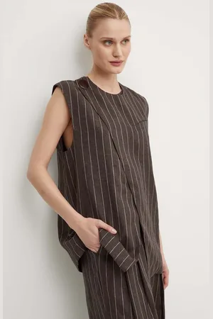 DAY Birger et Mikkelsen Lněná vesta Enid - Casual Linen Stripe barva, DAY65243328