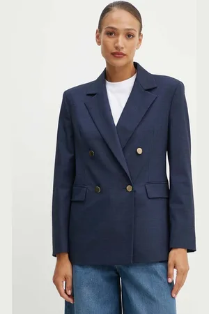 Max&Co. Blazer s příměsí vlny tmavomodrá barva, dvouřadový, 2426046022200