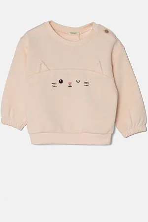 Benetton Dětská bavlněná mikina barva, s aplikací, 3J70A1058