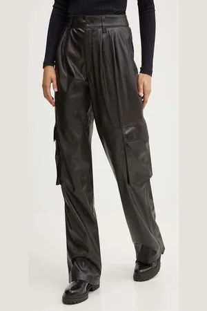 Hugo Blue Kalhoty dámské, barva, jednoduché, high waist, 50528469