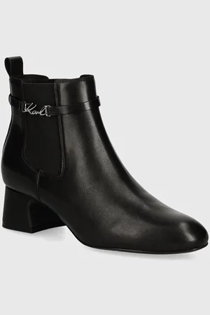 Karl Lagerfeld Kožené kotníkové boty BONNIE dámské, barva, na podpatku, KL30344