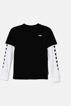 Vans Dětské bavlněné tričko s dlouhým rukávem BY LONG CHECK TWOFER barva, s potiskem, VN0A49OYBLK1