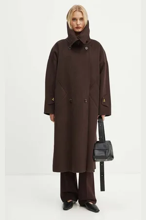 AERON Vlněný kabát barva, přechodný, oversize, PFCO115453