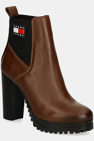 Tommy Hilfiger Kožené kotníkové boty TJW NEW ESS HIGH HEEL BOOT dámské, barva, na plochém podpatku, EN0EN02439