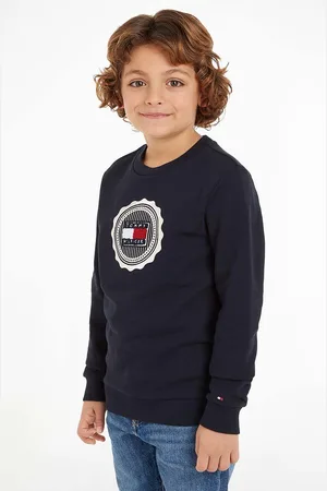 Tommy Hilfiger Dětská bavlněná mikina tmavomodrá barva, s potiskem, KB0KB09052