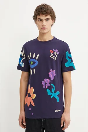 Desigual Bavlněné tričko DAKOTAN tmavomodrá barva, 24WMTK33