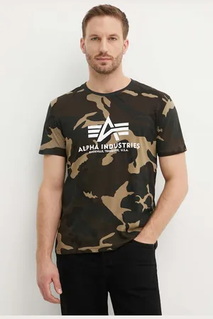 Alpha Industries Bavlněné tričko Basic T-Shirt Camo barva, 100501C.408