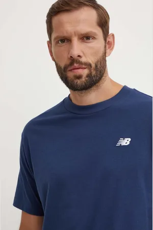 New Balance Bavlněné tričko Small Logo tmavomodrá barva, s aplikací, MT41509NNY