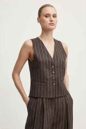 DAY Birger et Mikkelsen Lněná vesta Frida - Casual Linen Stripe barva, DAY65243245