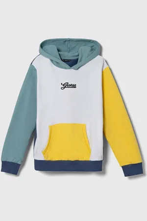 Guess Dětská bavlněná mikina barva, s kapucí, vzorovaná, L4YQ10 KA6R3