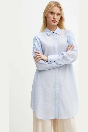 Bruuns Bazaar Bavlněné šaty ArgeratumBBArdes shirt mini, oversize, BBW4095