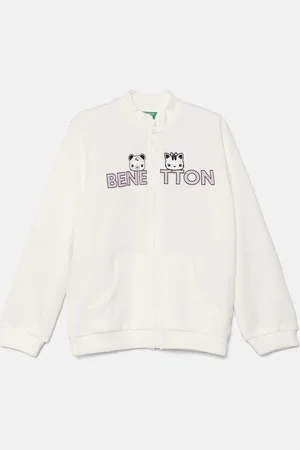 Benetton Dětská bavlněná mikina barva, s potiskem, 3J70G5037