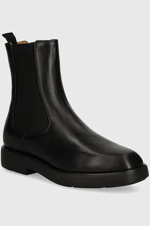Emporio Armani Kožené kotníkové boty barva, na plochém podpatku, EW000425 AF11991 UC001
