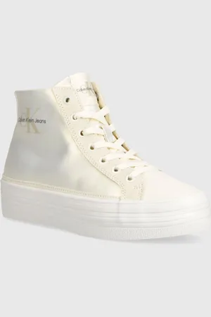 Calvin Klein Kecky BOLD VULC FLATF MID MIX ML MTR dámské, bílá barva, YW0YW01491