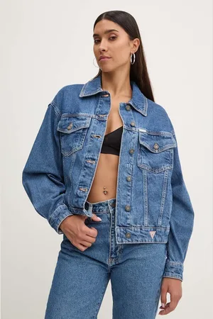 Guess Džínová bunda dámská, barva, přechodná, oversize, W4YN56 D5CC3