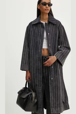 DAY Birger et Mikkelsen Džínový kabát Hobbes - Denim Stripes dámský, barva, přechodný, oversize, DAY65243251