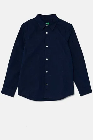 Benetton Dětská bavlněná košile tmavomodrá barva, 5DGXCQ00T