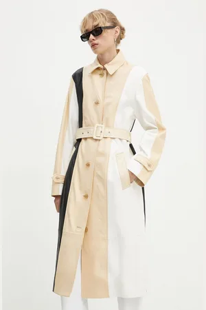 Moschino Kožený kabát dámský, barva, přechodný, 3706.8216