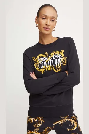 VERSACE Bavlněná mikina dámská, barva, s potiskem, 77HAIE05 CF00E