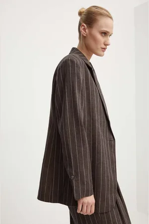 DAY Birger et Mikkelsen Plátěné sako Emile - Casual Linen Stripe barva, jednořadé, vzorované, DAY65243233