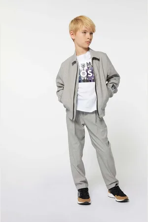 HUGO BOSS Dětské kalhoty barva, hladké, J51142