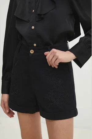 ANSWEAR Bavlněné šortky barva, s aplikací, high waist