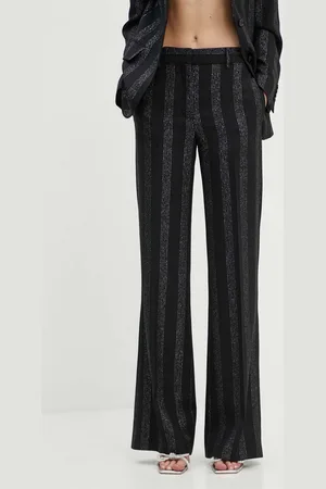 Msgm Vlněné kalhoty barva, jednoduché, high waist, 3741MDP01A.247604