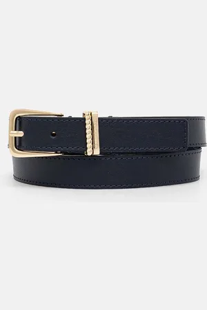 Tommy Hilfiger Kožený pásek dámský, tmavomodrá barva, AW0AW16602