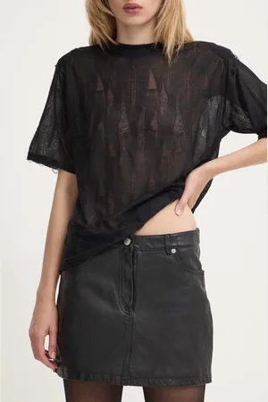 The Kooples Kožená sukně barva, mini, FJUP29013K