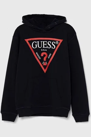 Guess Dětská bavlněná mikina tmavomodrá barva, s kapucí, s potiskem, L92Q09 KAUG0