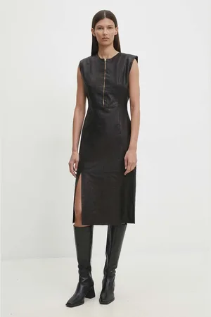 Bruuns Bazaar Kožené šaty SoftBBAgathea leather dress barva, mini, BBW4183